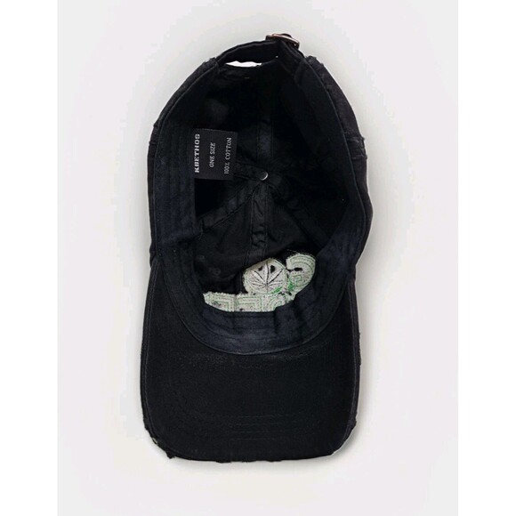 KBETHOS Go Green 420 Distressed Cap Hat Black Hippie Grunge - Picture 7 of 7